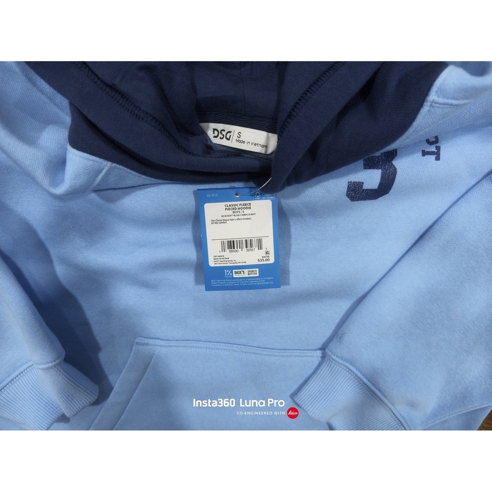 DSG Boys Classic Fleece Pieced Hoodie Academy Blue Navy Size Small NWT - Picture 4 of 4